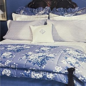Ralph Lauren Home  Addison Houndstooth  Blue White Sheet Set NWT